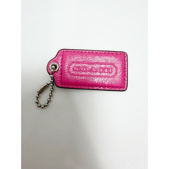 Coach Pink Hang Tag Leather Big Accessory Key Chain - Picture 1 of 6
